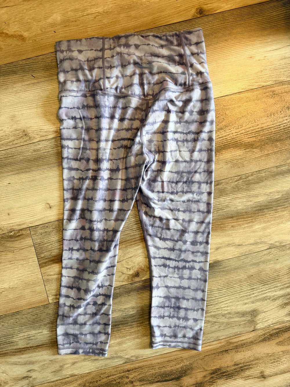 Athleta Lavender and Charcoal Tie-Dye Capris